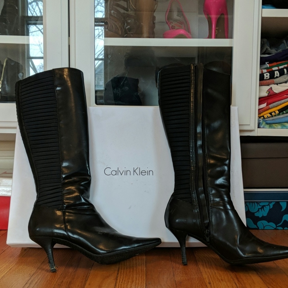 Calvin Klein black heeled boots